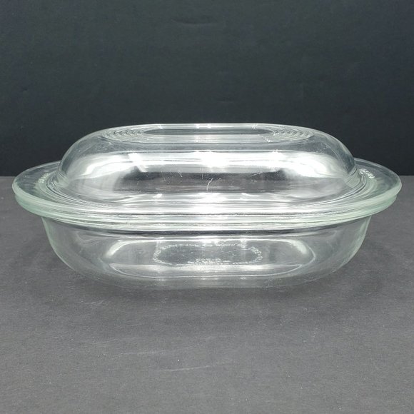 Pyrex Clear Glass Oval Refrigerator Dish w Ribbed Lid 602-B 700 ml 24 oz - Picture 2 of 12